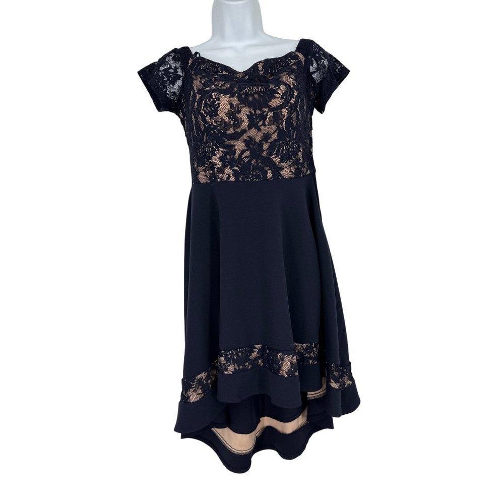 City Studio Womens Juniors Lace Off-The-Shoulder Party Dress Size 7